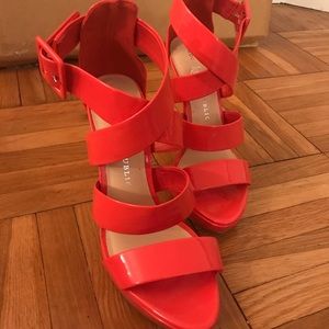 Coral Strappy patent leather heels